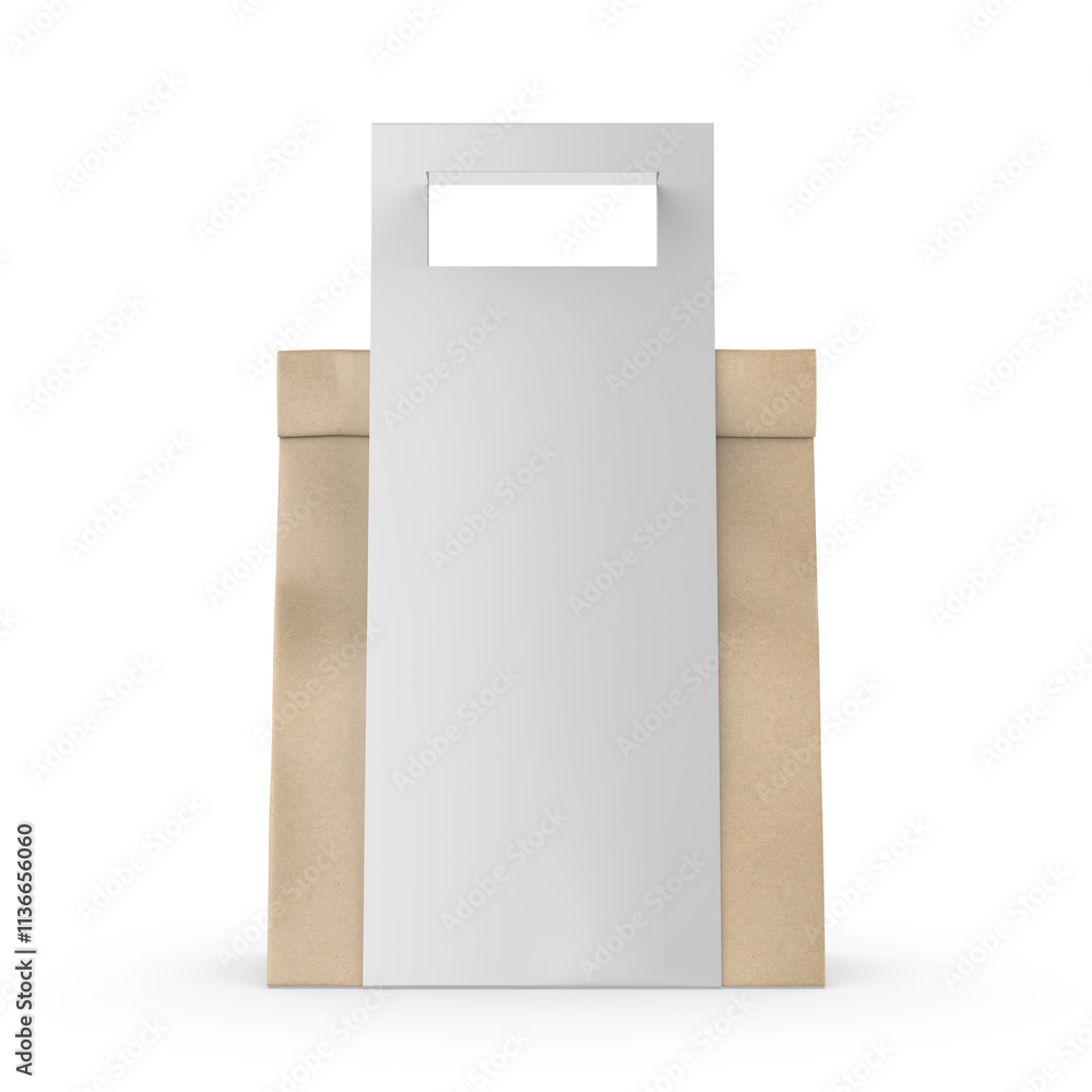 Blank Paper Bag in Paper Carton Holder with Handle 3d Illustration. Blank Paper Bag in Paper Carton Holder with Handle 3d Illustration.