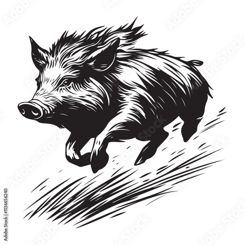 Line art of wild boar vector silhouette