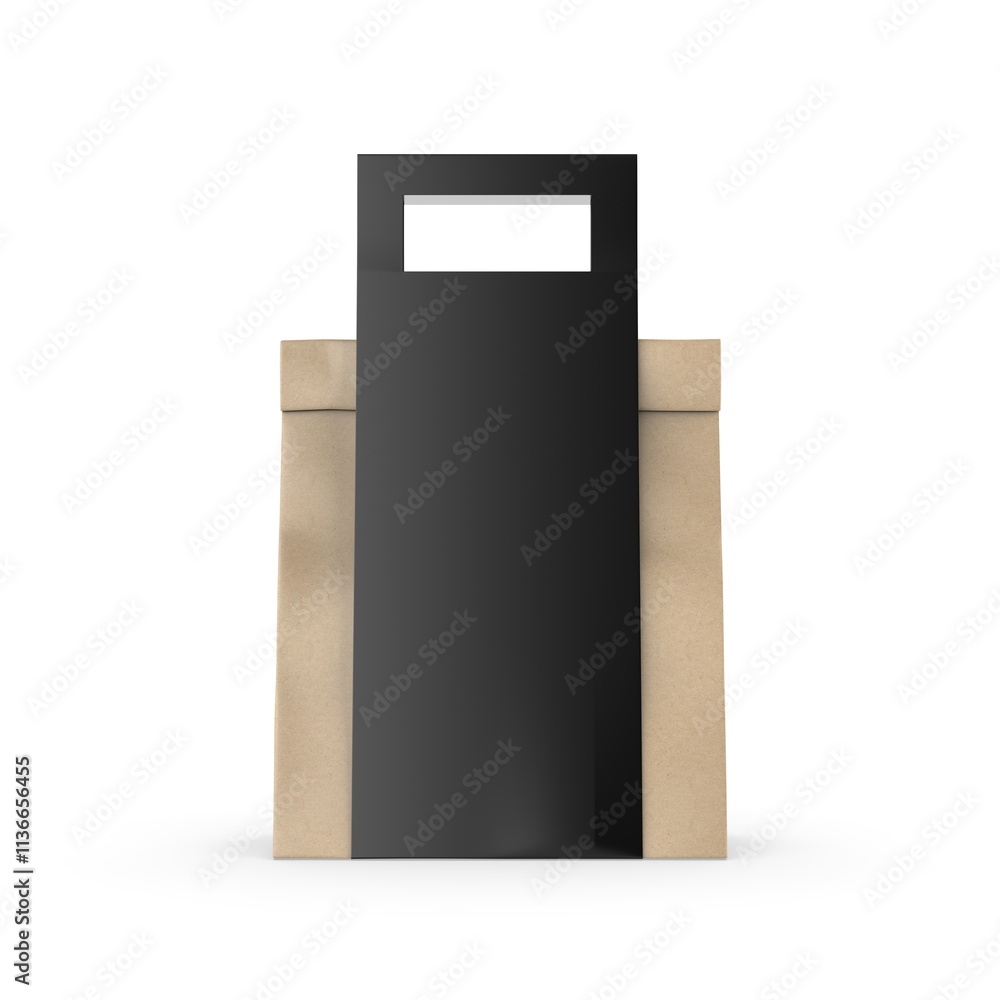 Blank Paper Bag in Paper Carton Holder with Handle 3d Illustration. Blank Paper Bag in Paper Carton Holder with Handle 3d Illustration.