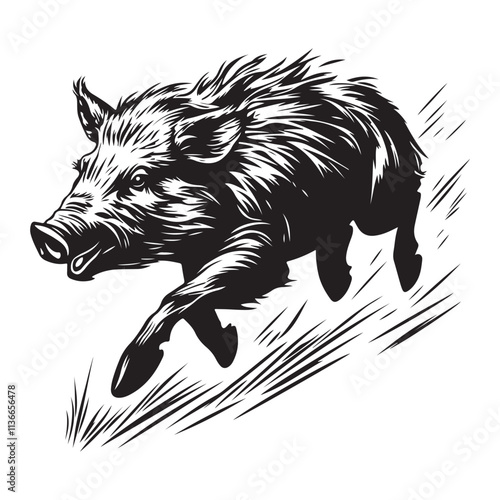Line art of wild boar vector silhouette