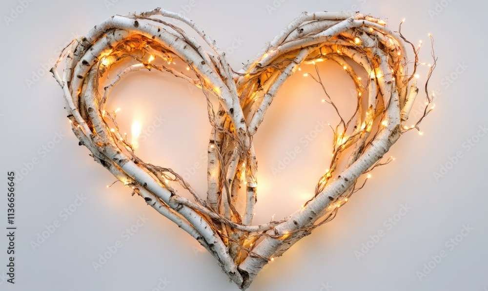 A heart made of twigs and lights A heart made of twigs and lights