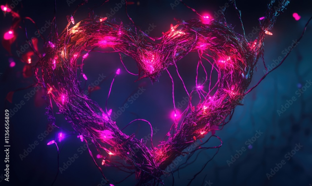 Obraz premium A heart made of lights is shown in the image
