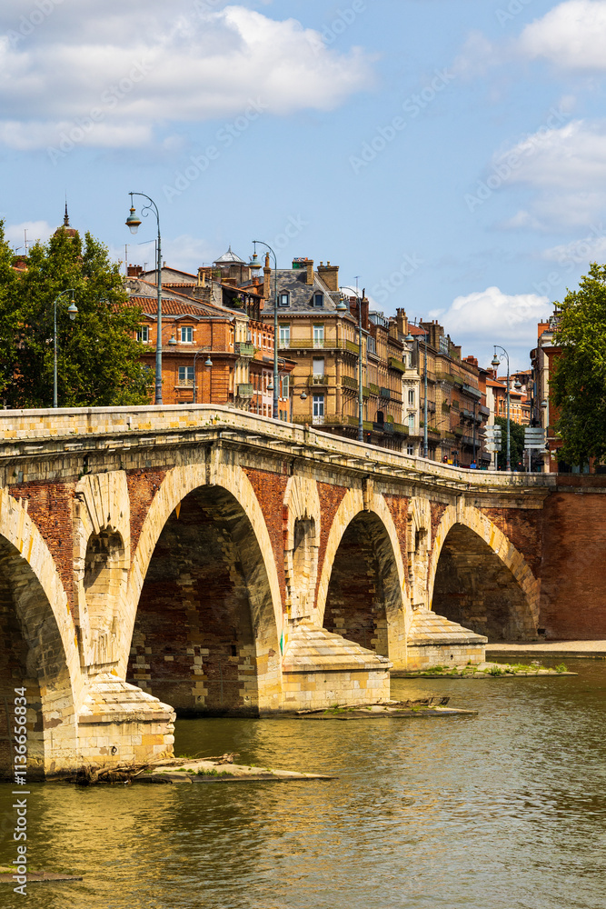 Naklejka premium Pont Neuf crossing the Garonne in Toulouse