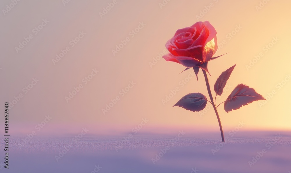 A rose is standing in the snow A rose is standing in the snow