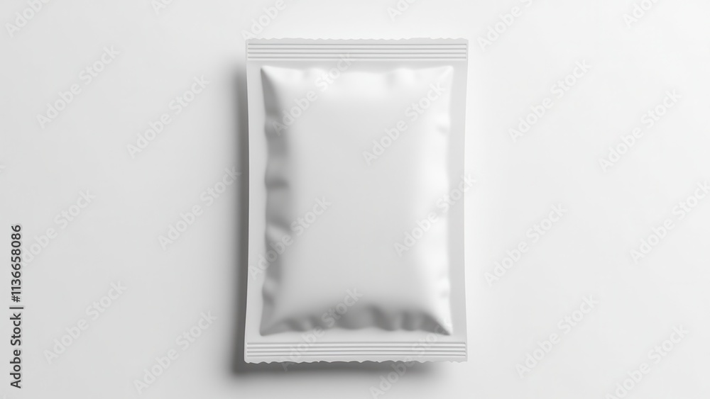 Realistic sachet mockup featuring a sleek texture and subtle lighting effects.