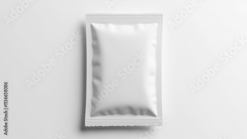 Realistic sachet mockup featuring a sleek texture and subtle lighting effects.