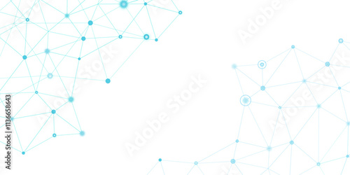 Blue network. futuristic connection technology background with dots and lines for desktop. Structure molecule and communication. Template for science and technology presentation, Vector illustration.