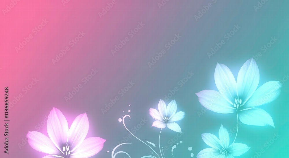Pastel Dream: Glowing Flowers in a Soft, Dreamy Gradient Pastel Dream: Glowing Flowers in a Soft, Dreamy Gradient