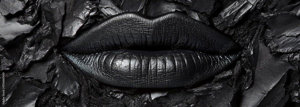 Obraz premium Black lips trand make up composition background