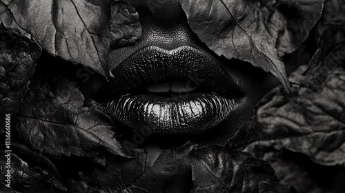 Black lips trand make up composition background photo