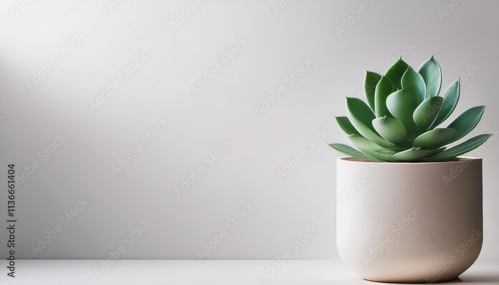 Small plant in a white pot on a table Small plant in a white pot on a table