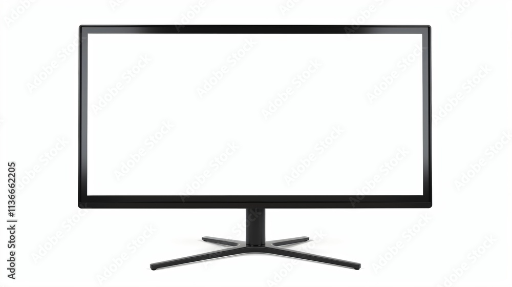 Modern Black Monitor Display on Minimalist White Background Modern Black Monitor Display on Minimalist White Background