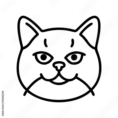 british shorthair icon, cat day line art, cat day icon - simple black line art icon of british shorthair, symbolizing cat day celebrations. cat day vector art.