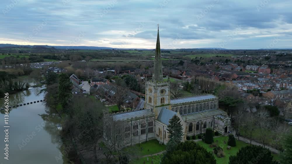 Aerial view at Stratford-upon-Avon, Holy Trinity Church Aerial view at Stratford-upon-Avon, Holy Trinity Church