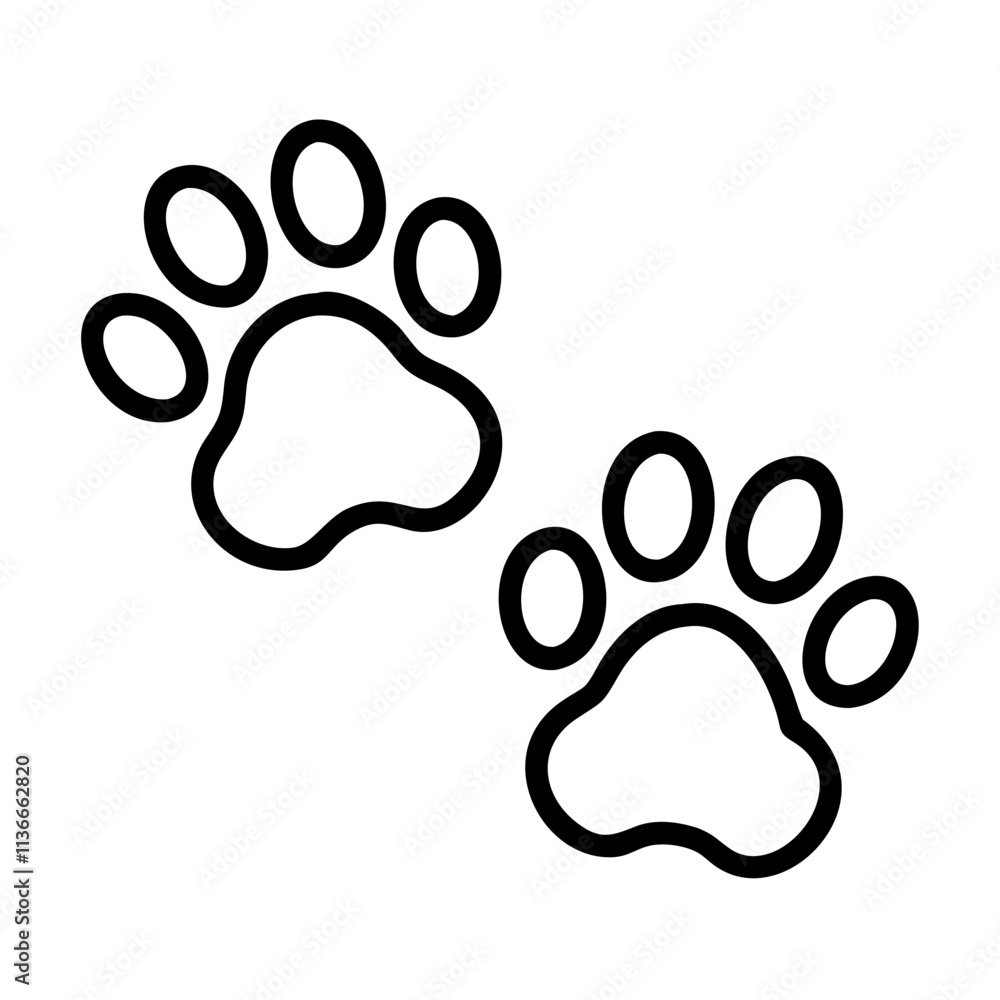 cat footprints icon, cat day line art, cat day icon - simple black line art icon of cat footprints, symbolizing cat day celebrations. cat day vector art. cat footprints icon, cat day line art, cat day icon - simple black line art icon of cat footprints, symbolizing cat day celebrations. cat day vector art.