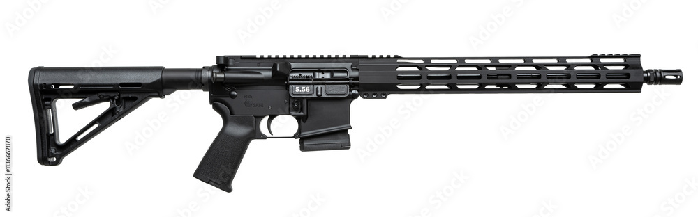 Modern automatic rifle isolated on white background. Weapons for police, special forces and the army. Automatic carbine. Assault rifle on white. Modern automatic rifle isolated on white background. Weapons for police, special forces and the army. Automatic carbine. Assault rifle on white.