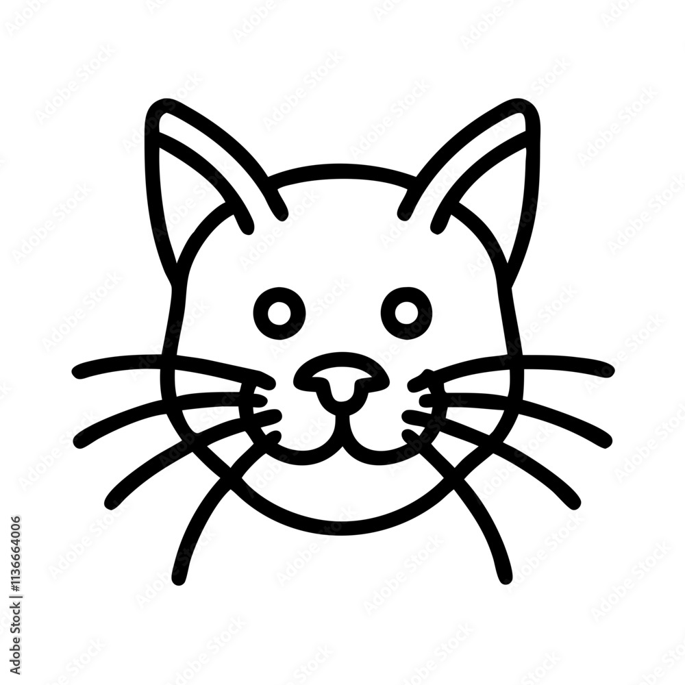 cat with long whiskers icon, cat day line art, cat day icon - simple black line art icon of cat with long whiskers, symbolizing cat day celebrations. cat day vector art. cat with long whiskers icon, cat day line art, cat day icon - simple black line art icon of cat with long whiskers, symbolizing cat day celebrations. cat day vector art.
