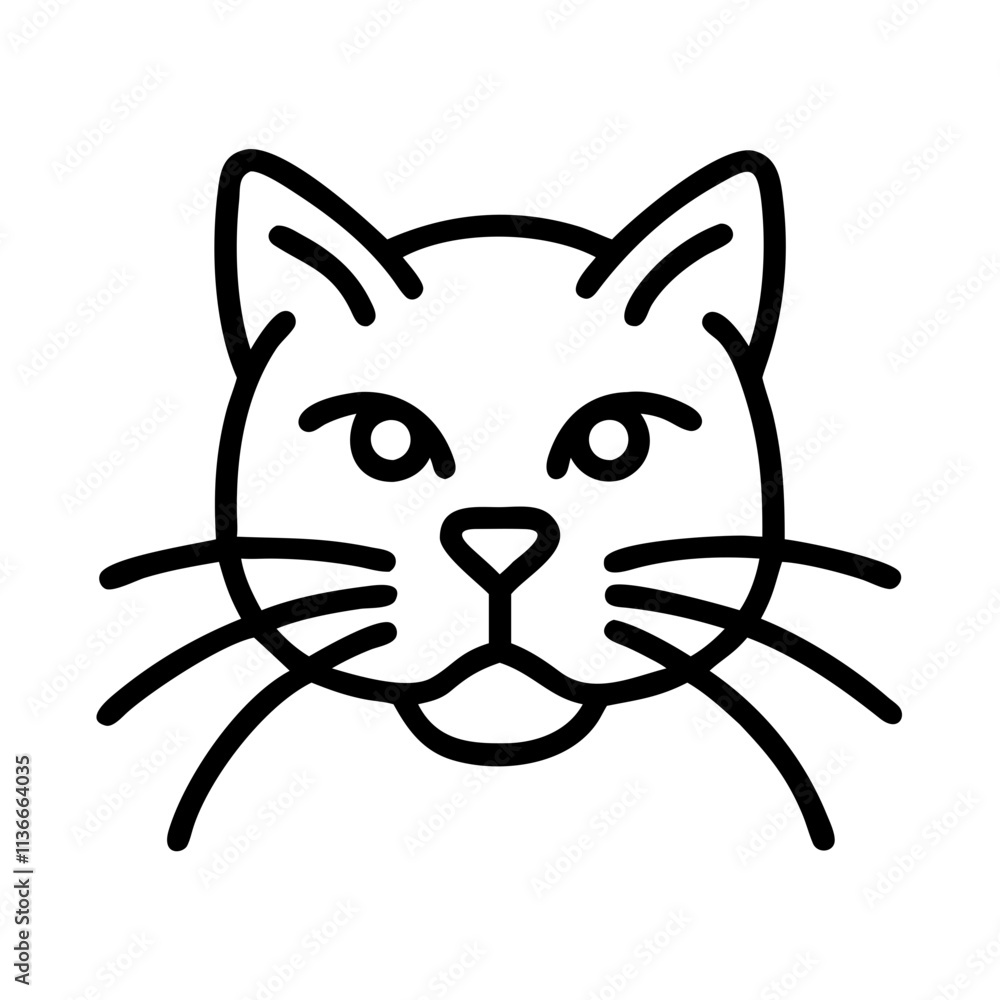 cat with long whiskers icon, cat day line art, cat day icon - simple black line art icon of cat with long whiskers, symbolizing cat day celebrations. cat day vector art. cat with long whiskers icon, cat day line art, cat day icon - simple black line art icon of cat with long whiskers, symbolizing cat day celebrations. cat day vector art.