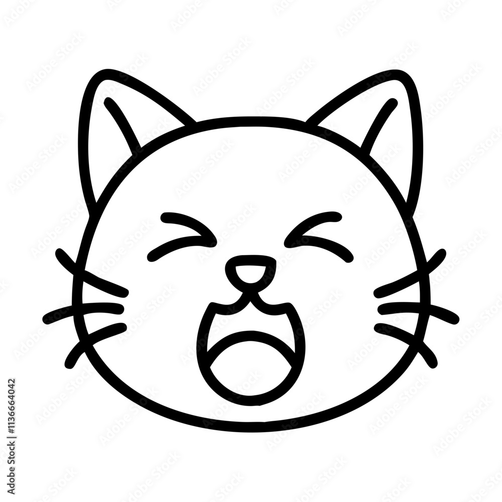cat yawning icon, cat day line art, cat day icon - simple black line art icon of cat yawning, symbolizing cat day celebrations. cat day vector art. cat yawning icon, cat day line art, cat day icon - simple black line art icon of cat yawning, symbolizing cat day celebrations. cat day vector art.