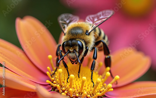 Wallpaper Mural Macro Shot of a Bee on a Flower Torontodigital.ca