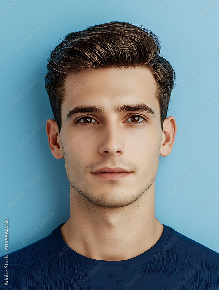 custom made wallpaper toronto digitalMale portrait ID card photo on blue background