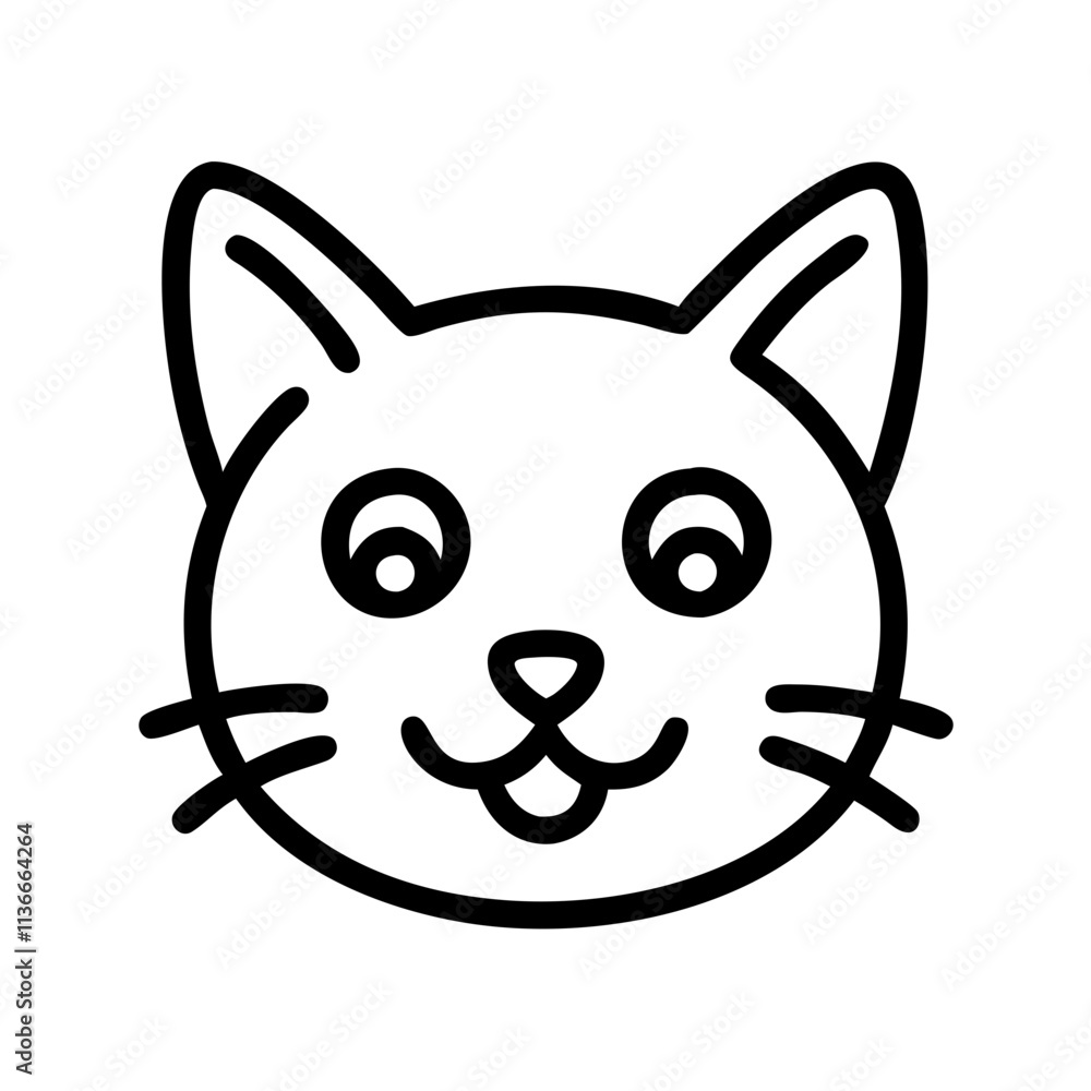 kitten face icon, cat day line art, cat day icon - simple black line art icon of kitten face, symbolizing cat day celebrations. cat day vector art. kitten face icon, cat day line art, cat day icon - simple black line art icon of kitten face, symbolizing cat day celebrations. cat day vector art.