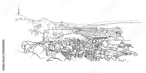 Vector Illustration of the capital city of Tbilsi, Georgia