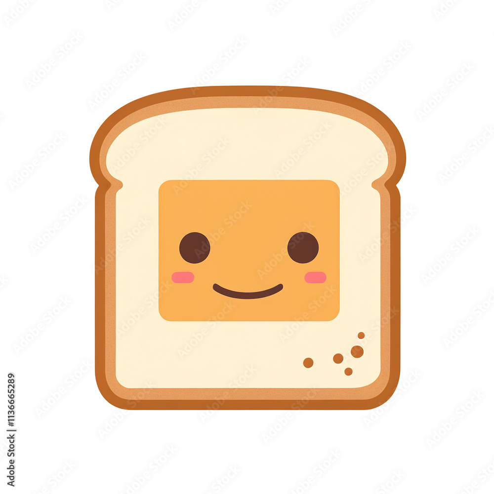 Fototapeta premium simple minimalist toast with cute cartoon face vector illustration isolated