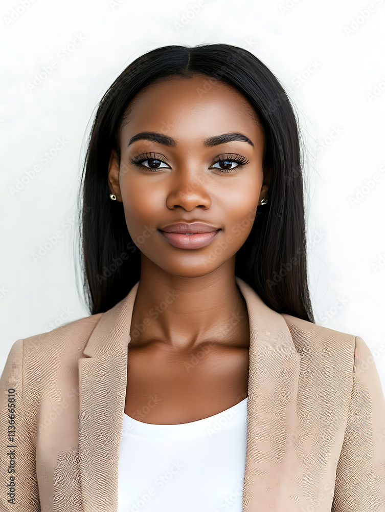 Female portrait ID card photo on white background Female portrait ID card photo on white background