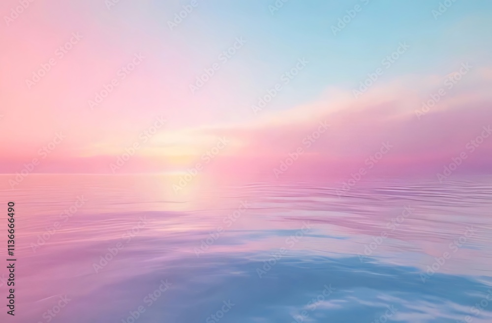 Pastel sunset over calm sea, dreamy atmosphere. Pastel sunset over calm sea, dreamy atmosphere.