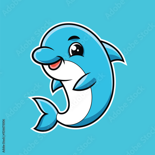 Cute Dolphin Cartoon Mascot Illustration Design