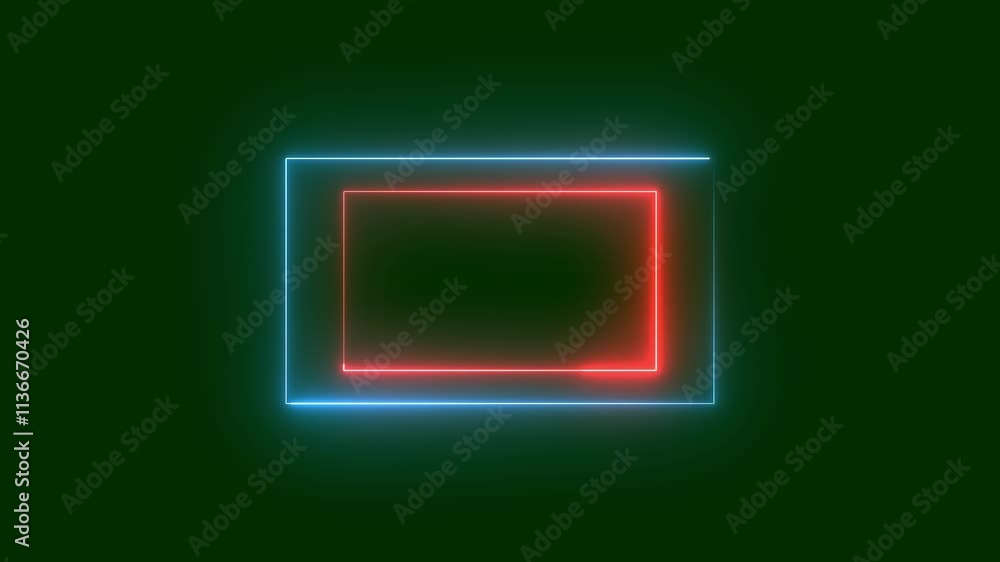 Neon Rectangle Border .Blue and red neon rectangle frame animation. Neon Rectangle Border .Blue and red neon rectangle frame animation.