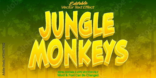 Jungle Monkeys Vector Text Effect Editable Alphabet Animal Wildlife Jungle Mammal