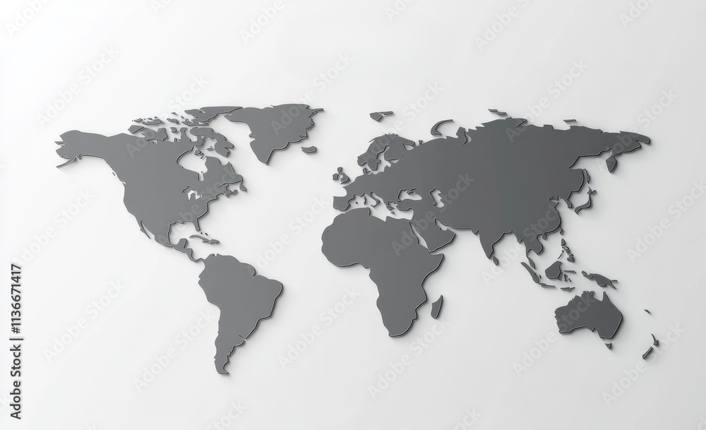 A sleek, minimalist world map design in gray, showcasing continents with a modern aesthetic, ideal for decor or educational purposes. A sleek, minimalist world map design in gray, showcasing continents with a modern aesthetic, ideal for decor or educational purposes.