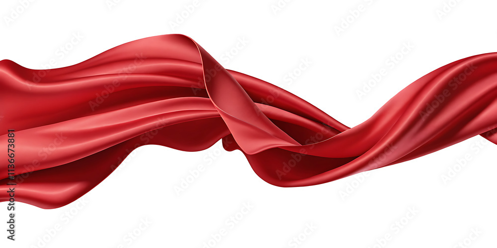 Flowing red silk fabric with rich texture, showcasing elegant folds and a soft, Isolated on white background.AI GENERATED Flowing red silk fabric with rich texture, showcasing elegant folds and a soft, Isolated on white background.AI GENERATED