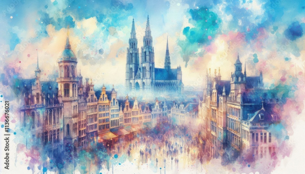 Obraz premium sunset over the city content created with generative AI software.