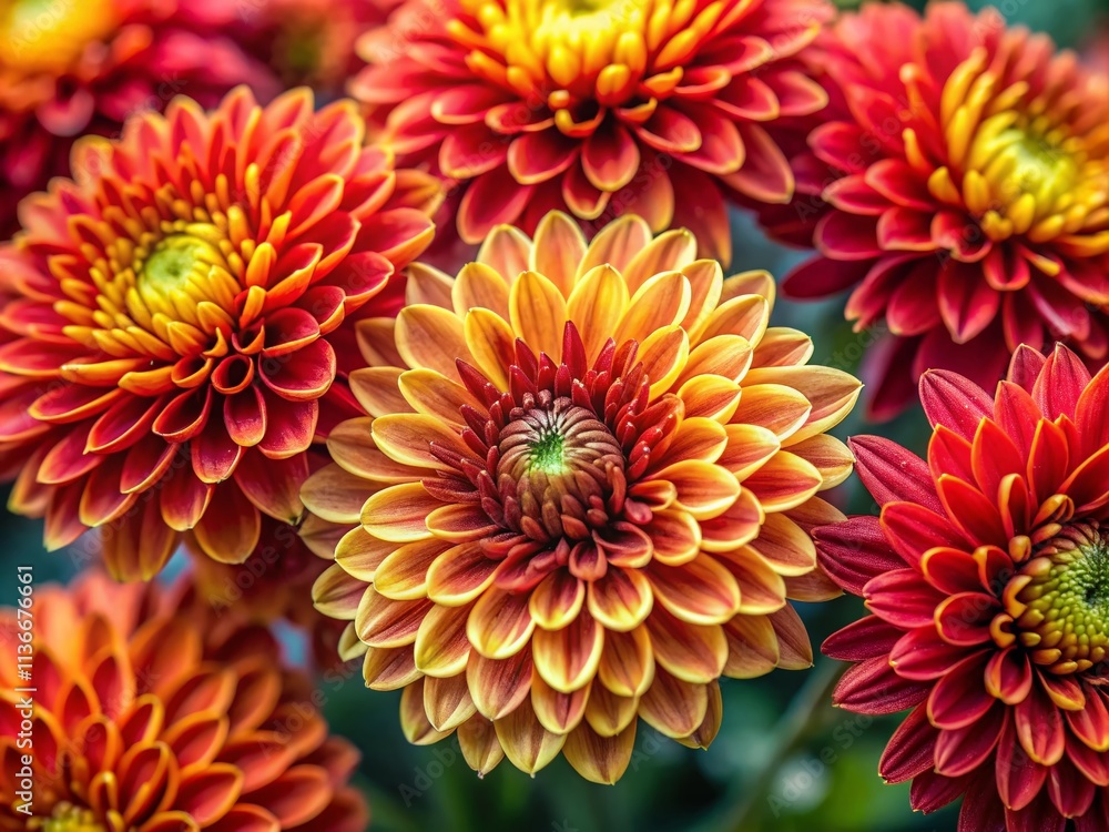 Vibrant Red and Yellow Chrysanthemum Blooms Captured with Rule of Thirds for Stunning Floral Photography Vibrant Red and Yellow Chrysanthemum Blooms Captured with Rule of Thirds for Stunning Floral Photography