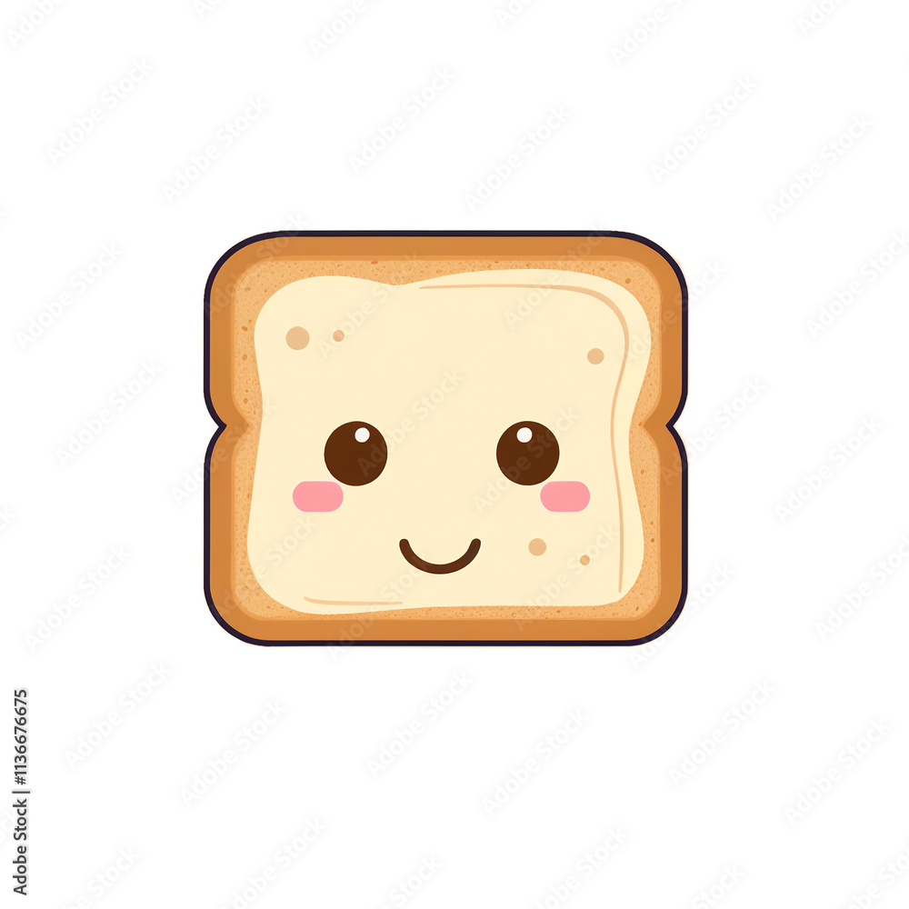 simple minimalist toast with cute cartoon face vector illustration isolated simple minimalist toast with cute cartoon face vector illustration isolated