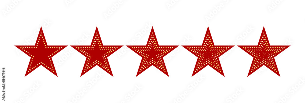 Red Five Star Rating Isolated. Decoration. Vector Illustration Red Five Star Rating Isolated. Decoration. Vector Illustration