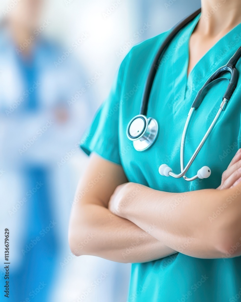 Healthcare Professional in Scrubs Engages With Patients in a Modern Clinic Setting Healthcare Professional in Scrubs Engages With Patients in a Modern Clinic Setting