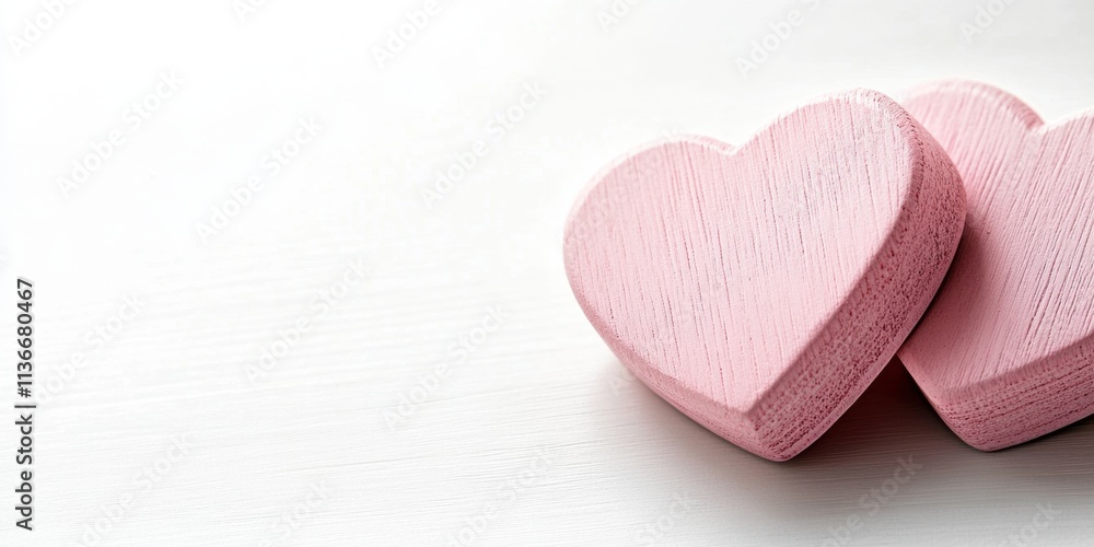 Fototapeta premium Two beautifully delicate pink hearts symbolizing deep love and romance, making them perfect for celebrating the joyous occasion of Valentines Day with someone special in your life