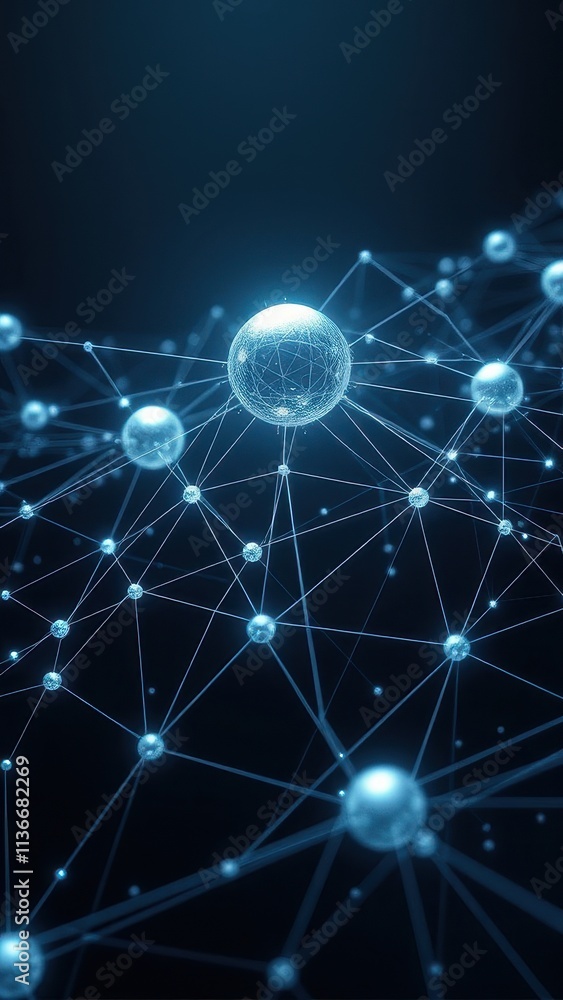 Abstract graphic of interconnected nodes representing a secure network infrastructure, network security, technology, information system, data protection, digital communication Abstract graphic of interconnected nodes representing a secure network infrastructure, network security, technology, information system, data protection, digital communication