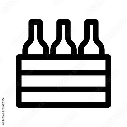 Beer box icon, Crate with beer bottles isolated over white, beverage, drink, vector illustration
