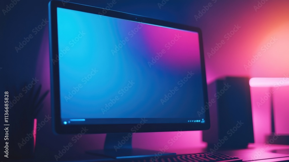 A detailed shot of a sleek desktop monitor with its display turned off A detailed shot of a sleek desktop monitor with its display turned off
