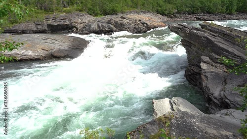Malselvfossen waterfall in Norway in summer