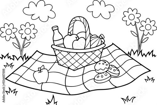 Spring Picnic Basket Outdoors Flowers, Food, and Fun