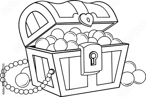 Open Treasure Chest Filled with Pearls, Gems, and Riches