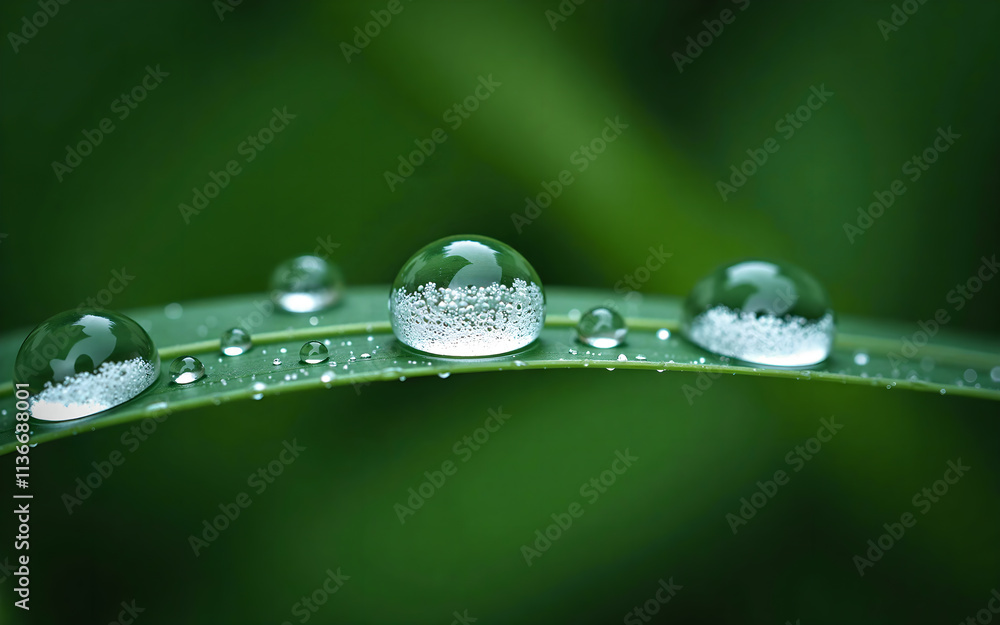 Macro Shot of Raindrops on a Leaf Macro Shot of Raindrops on a Leaf