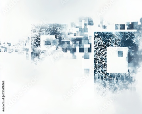 Obraz na płótnie Abstract digital background with geometric shapes and a cloud-like atmosphere. w salonie