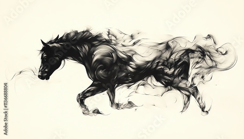 Abstract animal silhouette in black ink with negative space details, blending realism and abstraction for a unique tattoo style photo